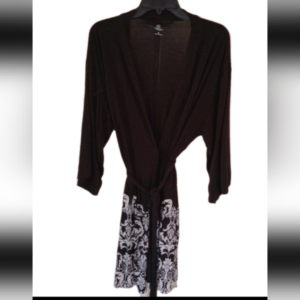 Inc Black/ White Knee Length Robe Medium